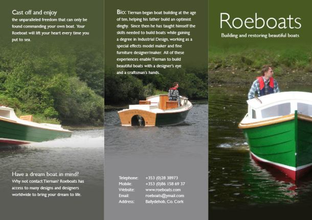 Page2 of print brochure for Roeboats custom wooden boat builder