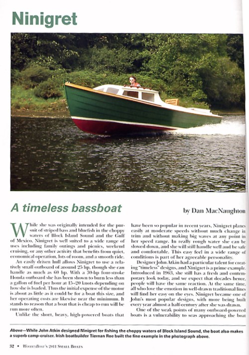 Article extract from Woodenboat's Small boats 2011 