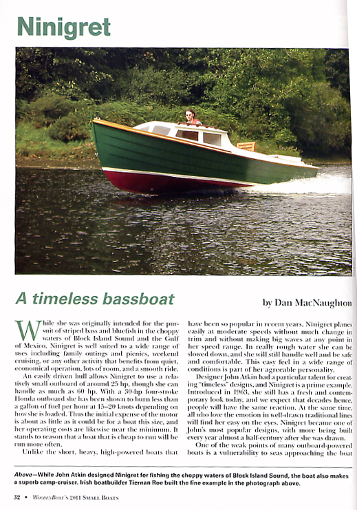 Article extract from Woodenboat's Small boats 2011 featuring Roeboats