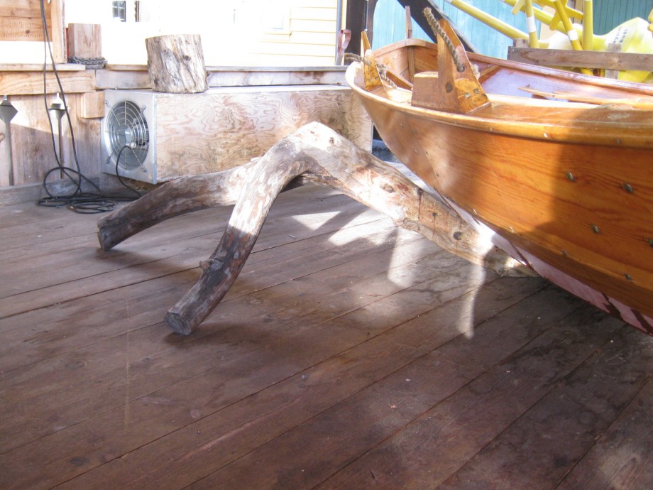 Boat support made from three branched tree piece