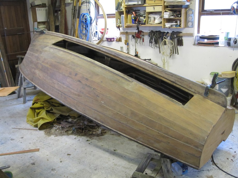 Bottom planks removed from Rankin Dinghy