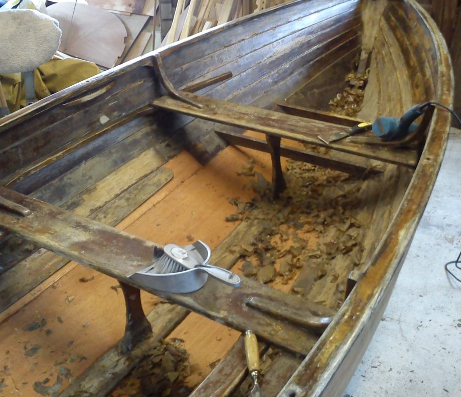 Stripping the inside of a Rankin Dinghy
